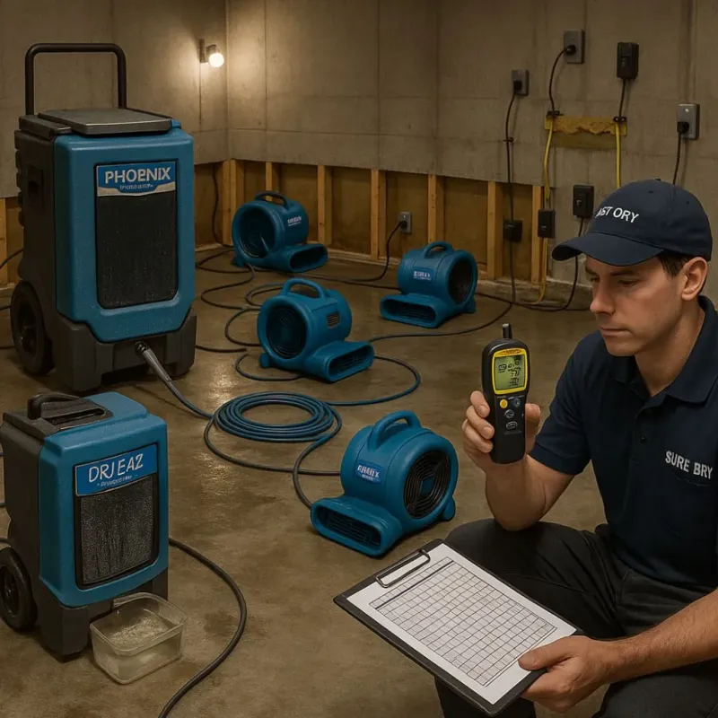 Structural Drying and Dehumidification process in Gibraltar, MI